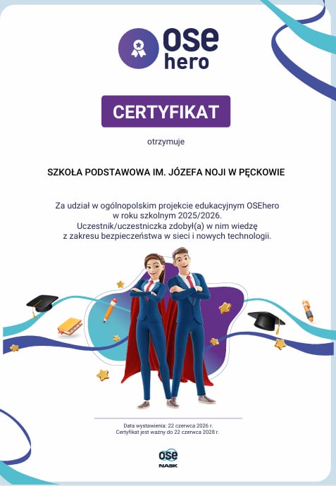 Zdjęcie do Nasza szkoła z certyfikatem OSEhero
